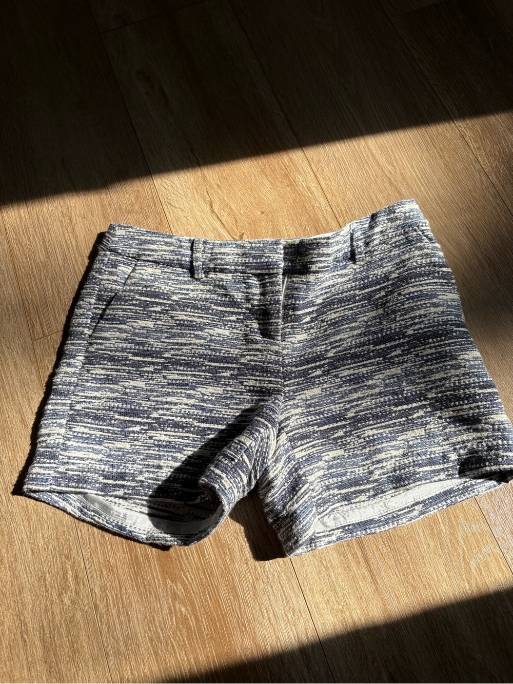 Katherine Barclay Navy and White Heathered High-Waist Shorts